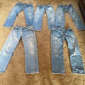 Levi's Men's Light Blue Distressed Straight Jeans